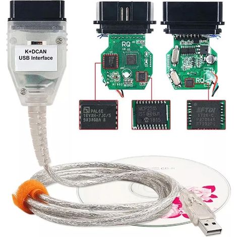 Câble diagnostic USB OBD2 K+DCAN INPA compatible BMW 1998–2013