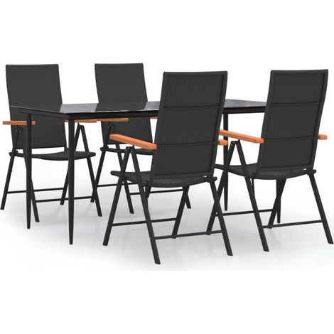 Maison Exclusive - Set da Pranzo da Giardino 5 pz Nero e Marrone in Polyrattan (1/5)