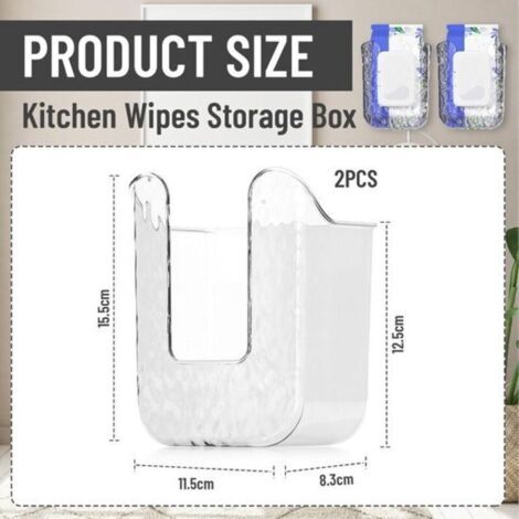 NALOOKAMIC Distributeur de papier toilette humide (lot de 2) - Boîte de rangement pour lingettes humides - Distributeur mural de mouchoirs - Distributeur de mouchoirs adapté aux salles de bain - Trans