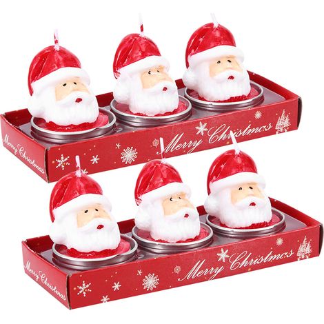 2 bougies décoratives en forme de tête de Père Noël, bougies chauffe-plat, ornements pour table, fête ou Noël (1/5)