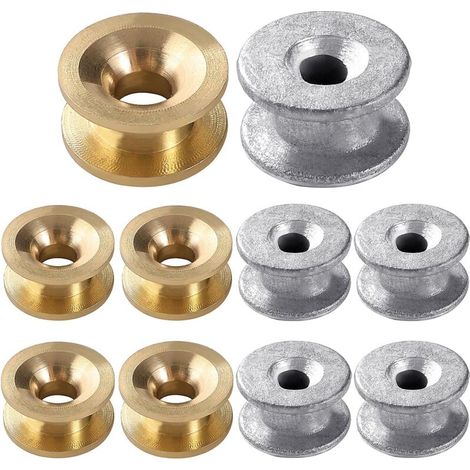 10 Stück, 2 verschiedene Ausführungen von Trimmerkopfösen, Ösenset für Freischneiderköpfe, universelles Ösenset für Freischneider, Rasenmäher und andere Anwendungen, Gold/Silber
