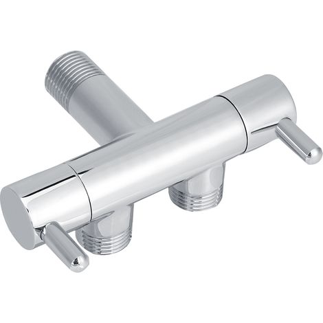 Robinet de Distribution d'Eau en Laiton à Deux Voies pour Machine à Laver et Toilette, Poli (1/5)