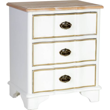 Mesita de noche de madera blanca 50x35x60h cm (1/5)