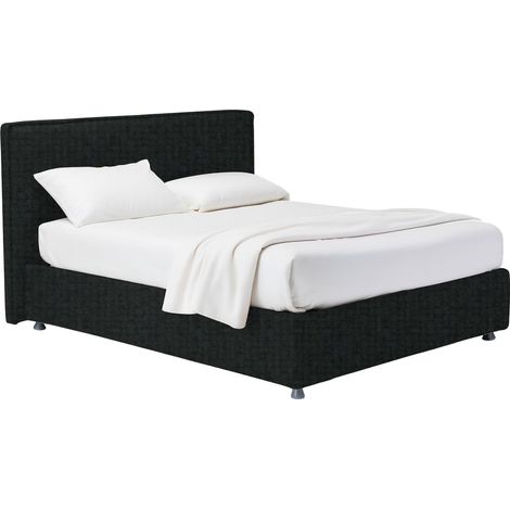 Letto Singolo Bracknell, Sfoderabile, Contenitore Made in Italy, Grigio Scuro