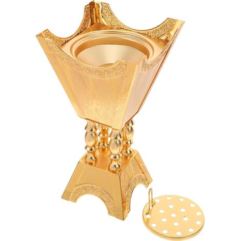 Brûleur De Parfum Arabe en Métal Doré Petit pour Aromathérapie Et Contemplation, Accessoire Décoratif Zen pour Bureau, Spa Et Maison, Brûleur Encensoir pour Bakhoor