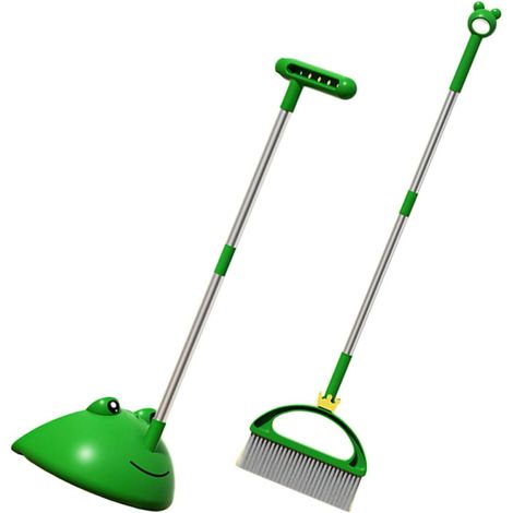 Kit Outil de Nettoyage de Sol Maison Balai pour Garçon et Filles et Pelle à Poussière en PP et Pet Vert Poignée Ergonomique Ne Raye Pas Murs (1/5)
