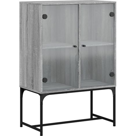 vidaXL Mobile con Ante in Vetro Grigio Sonoma 69x37x100 cm (1/5)