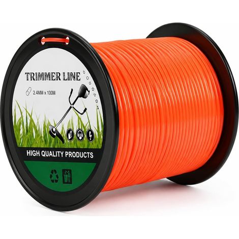 Fil de coupe rond en nylon - 2,4 mm x 100 m - Pour débroussailleuse et débroussailleuse - Fil en nylon pour débroussailleuse de jardin (1/5)