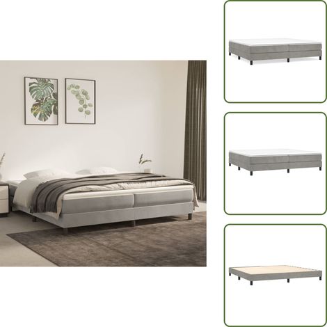 Sommier à lattes de lit et matelas Gris clair 200x200cm Velours - Lit Tapissier - Lit Double - Matelas À Ressorts Ensachés - Support Moyen Dur - Housse De Protection De Matelas (1/5)