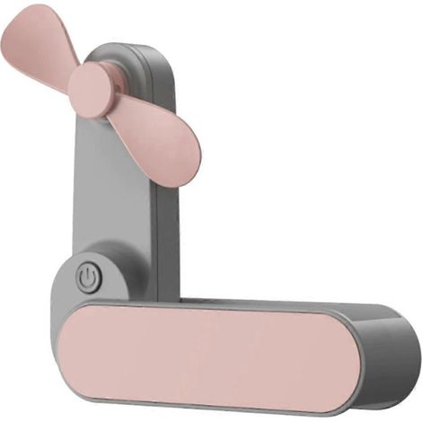 Wiederaufladbarer, tragbarer USB-Ventilator für unterwegs, 2 Geschwindigkeitsstufen, einstellbar – Rosa