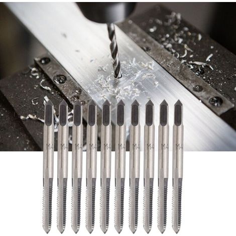 Lot de 10 tarauds métriques à tête conique M4, tarauds métriques en acier au carbone, pour percer des trous filetés dans le bois, le plastique et l'aluminium (1/4)