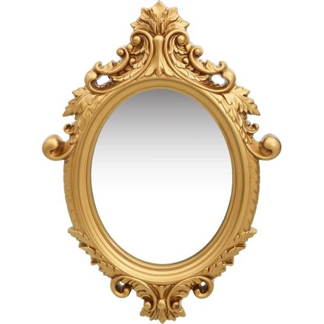 Miroir mural, Miroir de maquillage, Miroir suspendu pour Vanité, Salle de Bain, Salon Chambre style château 56x76 cm Doré KIM8402 (1/5)