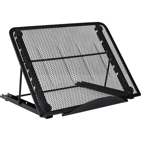 Ergonomischer und belüfteter Laptopständer, verstellbarer Laptop-Riser aus Edelstahl für MacBook, Dell, XPS, HP, Schwarz (1/5)