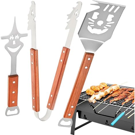 Ensemble d'ustensiles pour barbecue  Spatule et fourchette en acier inoxydable compact - Outil plein air Cadeau homme Combien ça coûte