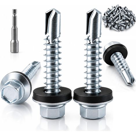 60 Pièces Vis Autoforeuses Métal 5,5 x 25 mm Vis Bac Acier Joint (1/5)