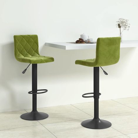 vidaXL Tabourets de bar lot de 2 vert clair velours (1/5)