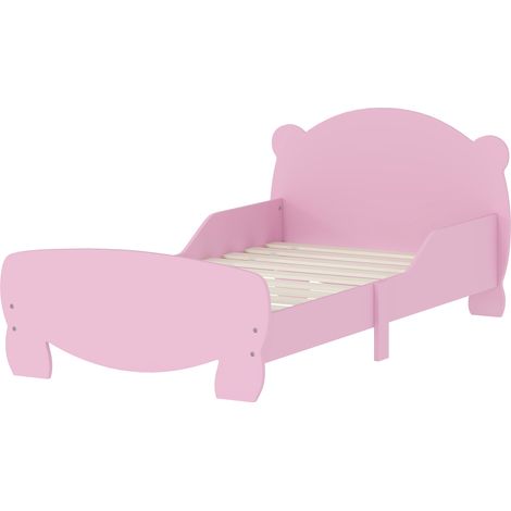 Letto Montessori Orso 140x70 cm con Sponde Anti-Caduta e Rete a Doghe Rosa