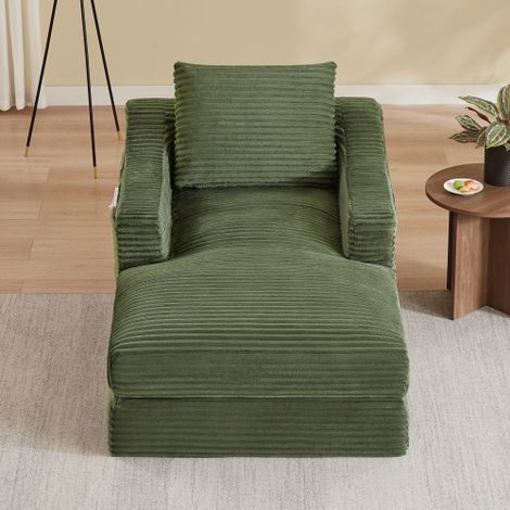 Canapé sans dossier, fauteuil lounge minimaliste moderne en velours côtelé, canapé lounge spacieux une place, canapé de détente pour salon et chambre, conception à double couche, convertible en lit (1/5)