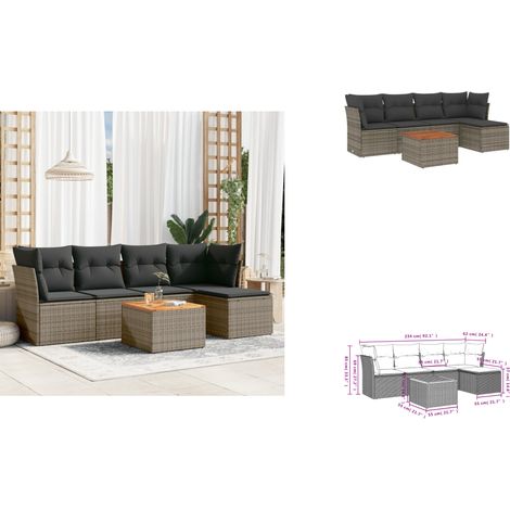 Salon de jardin 6 pcs avec coussins gris résine tressée - Ensemble Salon De Jardin - Salon De Jardin Extérieur - Meuble De Jardin - Mobilier De Jardin - Canapé De Jardin (1/3)