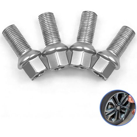 Roue boulon conique Argent Boulons Roue M14x1.5 Roues Coniques Argentés compatible avec modèles Golf Bora Sharan Touran Passat Civic (1/5)