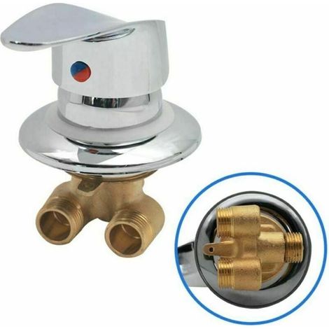 Robinet Douche - Mélangeur Eau Chaude Froide - Laiton Massif Chromé - Raccord G1/2 - Inverseur d'Écoulement - 1 Pièce