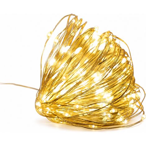 Guirlande Lumineuse Solaire en Fil de Cuivre, Blanc Chaud, 300 LED, Décoration Extérieure de Noël pour Arbres et Rideaux (1/5)