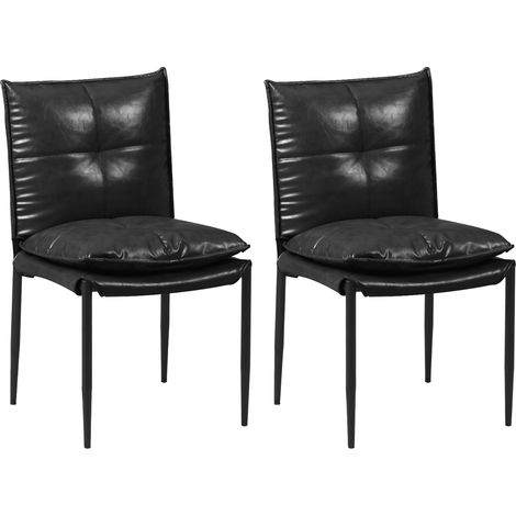 WOLTU Lot de 2 Chaises de Salle à Manger en Simili-Cuir, Pieds métalliques, Dossier Haut siège Double Ergonomique, Noir (1/5)