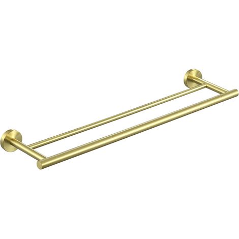 Toallero doble de acero inoxidable SUS304 para baño, toallero de pared cepillado de 60 cm.