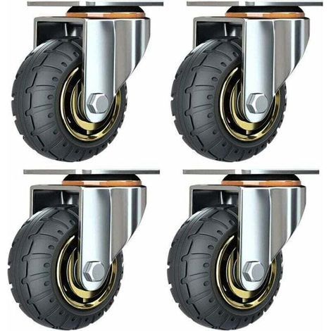 [JAMAIS UTILISÉ] Kit de 4 roues universelles de 3 pouces sans freins Roues de chariot silencieux Roues universelles oulettes Pivotantes 75mm Roues Plaques Industrielles Transport Roulettes pour meuble (1/5)