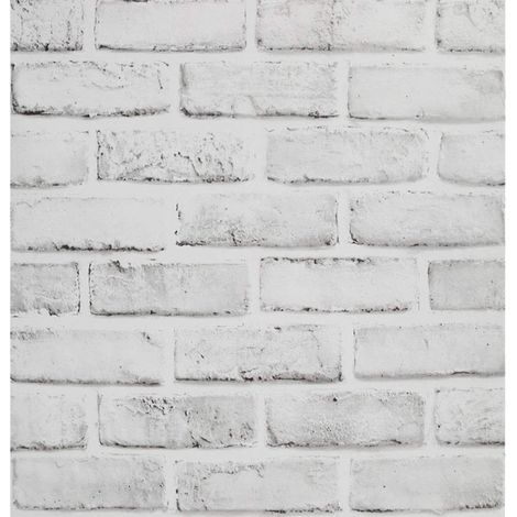 Papier Peint Effet Brique Blanc et Gris Rouleau de Papier de Contact Rustique Auto-Adhésif Gris Clair Dosseret Peler et Coller pour Décorer la Chambre à Coucher de la Cuisine 44.5x500cm (1/5)
