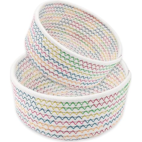 Juego de 2 cestas de cuerda de algodón trenzada, ideales para decorar el cuarto de lavado o la habitación de los niños.