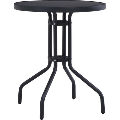 Table de Jardin Ronde en Acier et Verre Noir Ø 80 cm pour Terrasse et Extérieur - PANGIVO (1/4)
