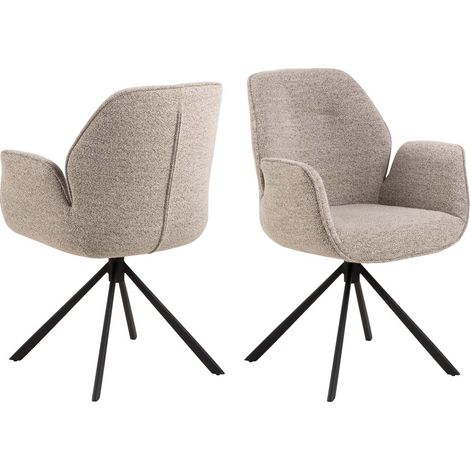 Fauteuil repas 60x58,5x91 cm en tissu bouclette beige (1/5)