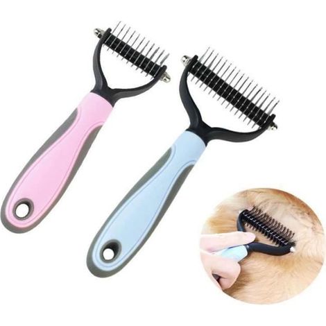 Brosse de toilettage - 2pcs - Pour Chat et Chien - Poils Longs - Élimine Nœuds et Poils Morts (1/4)