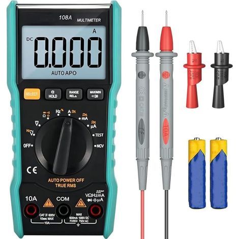 Multimètre Numérique Auto-Range 6000 Comptes Voltmètre Intelligent Rechargeable Mesure Courant AC/DC, NCV, Tension, Ohm, Ampère, Résistance, Diodes, Continuité, Capacité, Température (1/4)