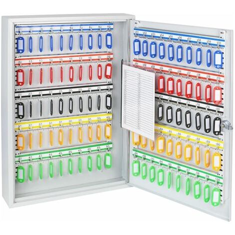 HMF 135100-07 Schlüsselschrank 100 Haken, 55 x 38 x 8 cm, Schlüsselschrank, Schlüsselbox, lichtgrau (1/5)