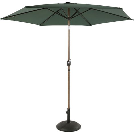 Axi Noor Parasol À Mât Central Rond, Ø 300 Cm, En Acier, Aspect Chêne/Vert - Pied De Parasol Inclus Pour Le Jardin / Terrasse Avec Structure Thermolaquée Pliable (1/5)
