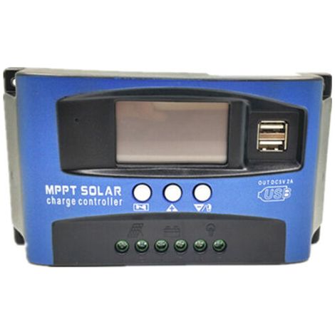 Regolatore di carica solare con display LCD, regolatore di carica solare MPPT da 30 A, due porte USB, display LCD, 12 V, 24 V