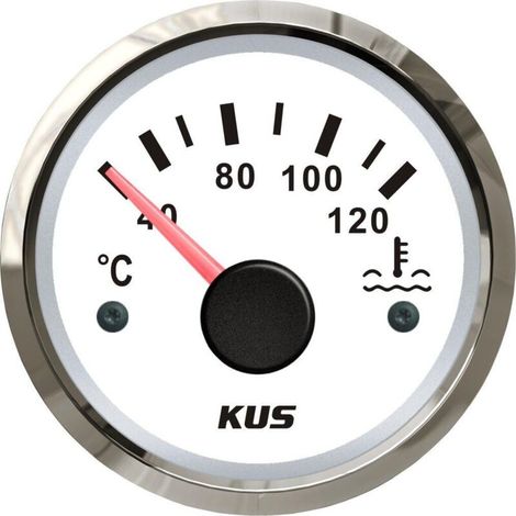 Wasserdichtes Wassertemperaturmessgerät 40–120 °C mit Hintergrundbeleuchtung, 12 V/24 V, 52 mm, Weiß (1/5)