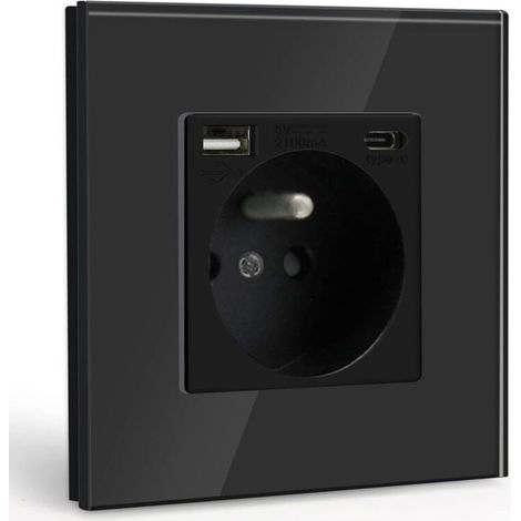 Panneau de prises français 16A avec USB+typeC86 (1/4)