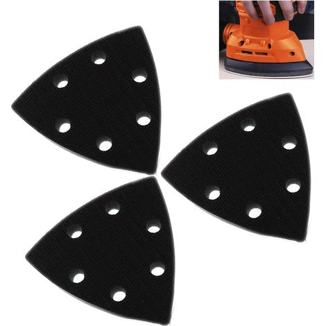 3 dreieckige Schleifpads – 93 x 93 x 93 mm – Strapazierfähiger Schaumstoff – 6 Staubablasslöcher – Für Delta-Schleifmaschinen – Für Heimwerker und Profis (1/5)