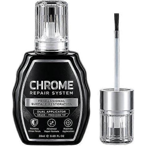 Stylo réparateur de chrome professionnel, pinceau applicateur double et embout de précision. Liquide de restauration de surface professionnel, restaure l'aspect miroir. (1/5)