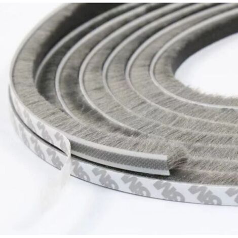 (9 mm x 9 mm, 10 m, Gray) Self-adhesive sealing strips for doors and windows, anti-dust brush strips, used to seal gaps between doors and windows (1/4)