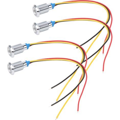 4 jeux de LED rondes précâblées, étanches, 2 couleurs, indicateur lumineux, Anode commune 10mm, 1224V (rouge et jaune) (1/5)