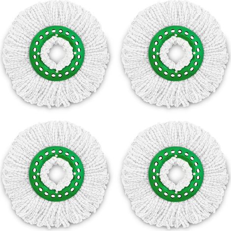 Compatibile con le ricariche per mocio rotante LIBMAN TORNADO - Confezione da 4 testine in microfibra facili da sostituire e lavabili in lavatrice, verde e bianco (confezione da 4)