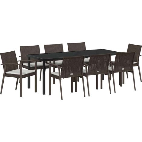 Maison Exclusive - Set da Pranzo per Giardino 9 pcs Marrone e Nero Rattan in PE