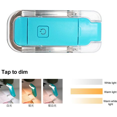 Ortviai Lampe de lecture rechargeable USB avec pince flexible et réglable – 1 W, lumière chaude/blanche, design compact et ergonomique (1/4)