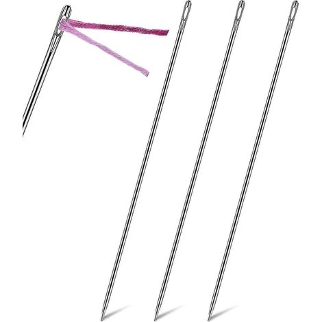 Aiguilles à coudre à la main, lot de 3, 30 cm, longues et droites, en acier inoxydable pour tapisserie.