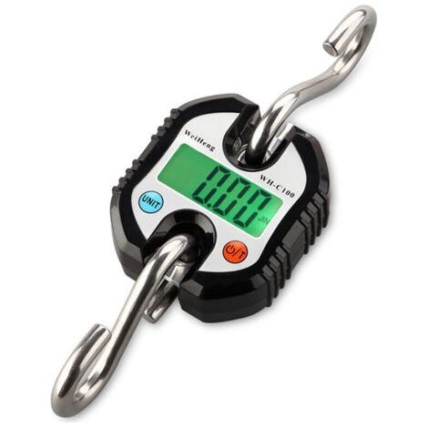 Ahlsen Pèse Bagage, Mini balances Valise portables Numérique avec LED Rétroéclairé et Crochets en Acier Inoxydable Numérique Balance Suspension pour Voyage, Pêche et Archerie.(noir),une pièce (1/4)