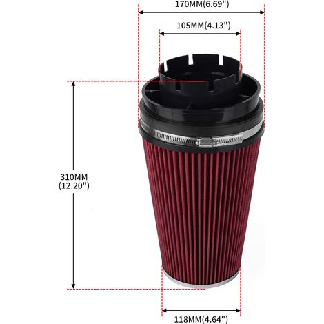 Vehicle modification: High-performance dry air filter, 102 mm mushroom shape, black, 4 inches, available individually.